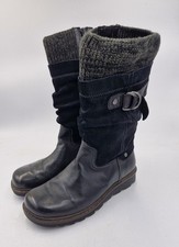 Camel Active Black Leather Mid Calf Boots Womens UK Size 4