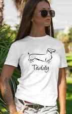 PERSONALISED DOG T-SHIRT CUSTOM NAME SAUSAGE DOG PET LOVER FUNNY UNISEX TEE TOP 