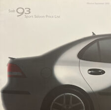 Saab 9-3 Sport saloon UK Price Brochure 2002/2003 Aero Vector Linear Arc