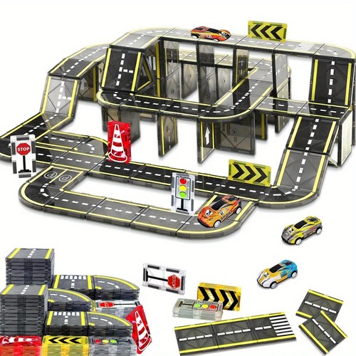 Magnetic tiles road set - set,