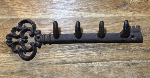 Rustic cast iron key - iron, hook