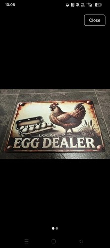 Egg dealer tin sign
