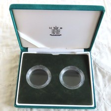 ROYAL MINT 2 COIN PRESENTATION BOX FOR PIEDFORT CROWN SIZED COINS WITH CAPSULES