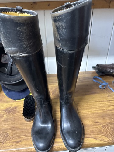 Black rubber leather topped - leather,