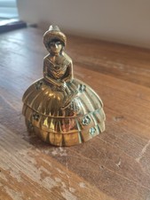 Vintage Brass Crinoline Lady Bell 12cm Tall Made In England Good Condition Used