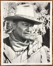 John Wayne Signed inscribed dedicated b/w cardstock photo