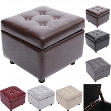 Faux Leather Storage Ottoman