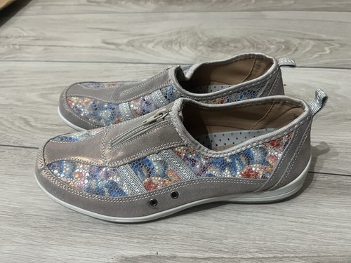 Pavers ladies grey - leather, zip