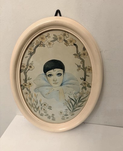 Vintage framed pierrot clown - vintage,