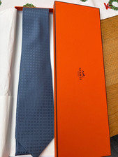Hermes Faconnee H  Blue Tie