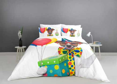 Printed dog duvet cover - duvet,