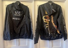 New JEAN-MICHEL BASQUIAT X MEMBERS ONLY Black Hooded Raincoat Coat Jacket,Large