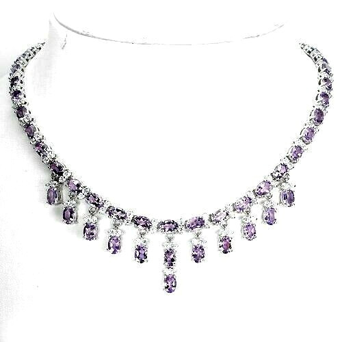Silver necklace amethyst - necklace,