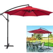 3M GARDEN PARASOL OUTDOOR HANGING SUN SHADE BANANA UMBRELLA CANTILEVER WITH BASE