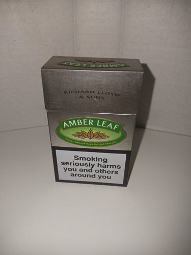 Amber leaf metal cigarette tin - amber,