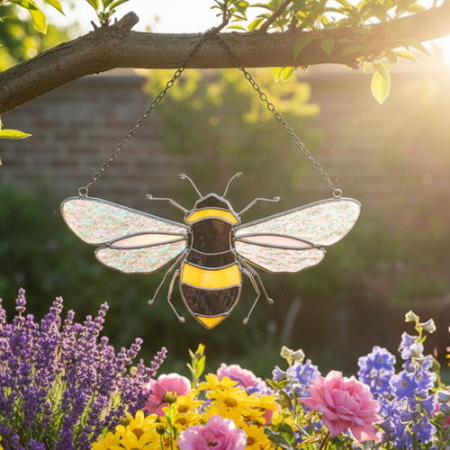 Handmade stained glass bee - glass,