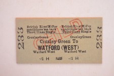 Railway Ticket BR (M) Croxley Green to Watford (West) 3rd