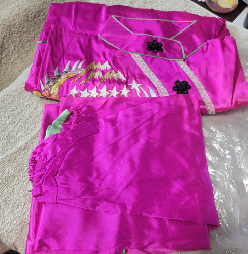 2pc vintage embroidered satin - 2pc,