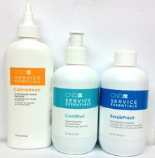NEW PACK Cnd Shellac 3pcs set-Cuticle Away 6oz/Cool Blue/Scrubfresh