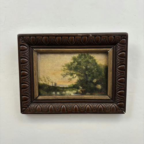 Antique landscape oil - antique, painting