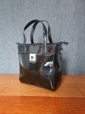 Principles Women's Small Black Patent Twin Top Handle Bag