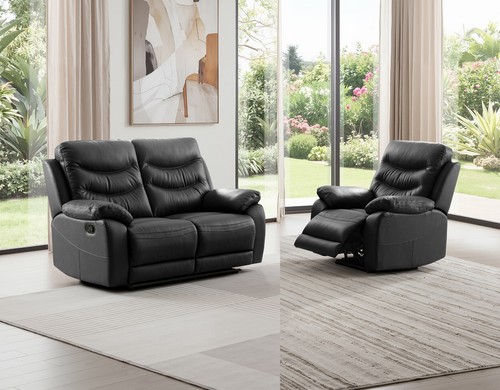 Black italian leather seater - italian, 2