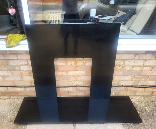 Black polished stone fireplace - polished,