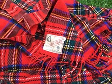 VINTAGE TARTAN PURE WOOL RUG BLANKET  SOFA BED THROW WOOLEN COVER NEW ZEALAND 