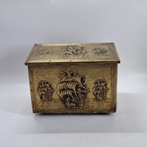 Brass embossed coal box log - box,