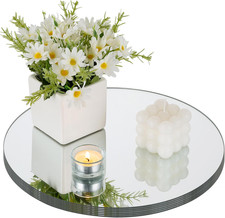 Round Mirror Plate Centrepieces 30Cm: 6 Pcs Glass Candle Plates Table Mirrors