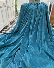 Vintage Cotton Velvet Curtains, TEAL BLUE colour, X wide  116" W x 65" L (Lot 1)