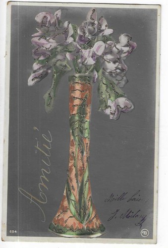Fancy card flowers pretty vase - flowers,