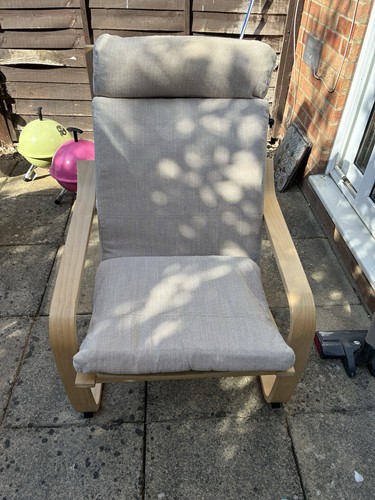 Beige cushioned wooden - cushioned,