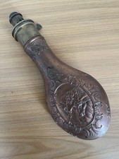 Sykes Patent 19th Century 'Sea Horses' Copper & Brass Powder Flask in Drams