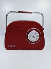 Novelty Biscuit Tin Radio Shape Red Decorative Man Cave Shelf Study Funky