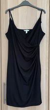 (1244) H&M Black Body Contour Party Dress - Size Large UK 14
