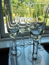 6 Glass Champagne Flutes Set 200mls VINTAGE AIR BUBBLE  8 5/8" Steuben Style