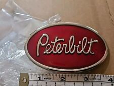Peterbilt Red/White Oval Logo Meral  Belt Buckle New  