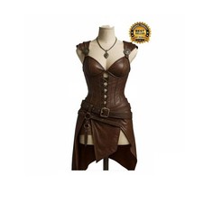 Steampunk Leather Corset Dress, Gladiator Armor Renaissance Costume