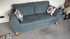 Large 2 Seate  Settee with  Chair  DFS/ SCS Blue. Re-listed due to time waster 