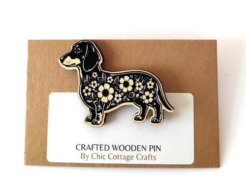 Floral dachshund black - dachshund,