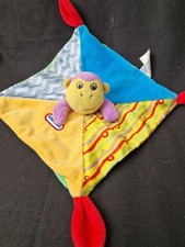 Little Tikes Monkey Comforter Blankie Lovey Multicoloured Satin Fleece