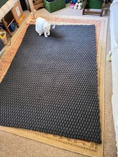 Charcoal Grey Rope Braided Textured Eco Rug