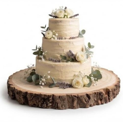 Wooden log slice cake - slice, stand