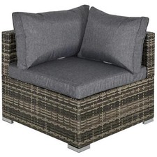 Outsunny Rattan Corner Sofa Garden Rattan Furniture Single Sofa Chair Dark Grey