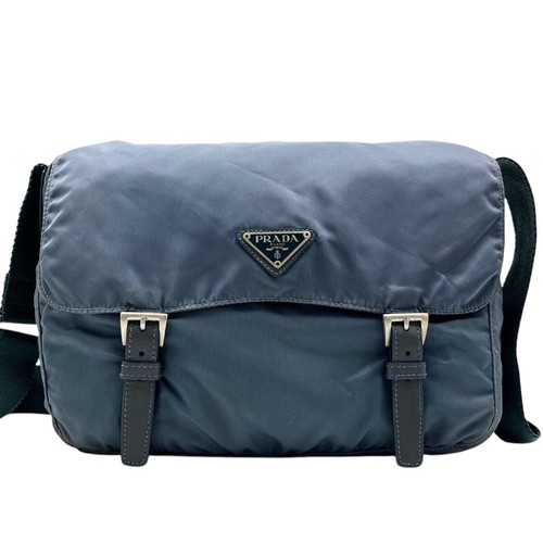 Prada navy blue nylon - nylon, logo