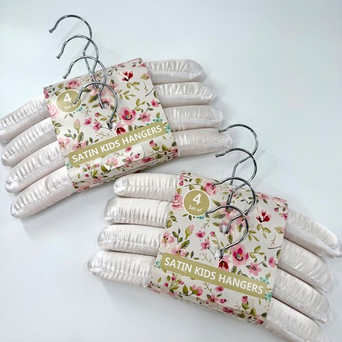 White satin kids hangers - satin,