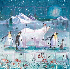 Arctic Bear and Penguins Advent Calendar Card - 158mm x 158mm – 24 Doors
