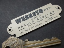 Webasto Sunroof Harold Radford Car Badge Plaque 3" Classic Mini Cooper S BMC MG