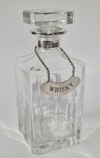 Masini Firenze Crystal Glass Whisky Decanter - Sterling Silver Collar & Label